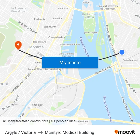 Argyle / Victoria to Mcintyre Medical Building map