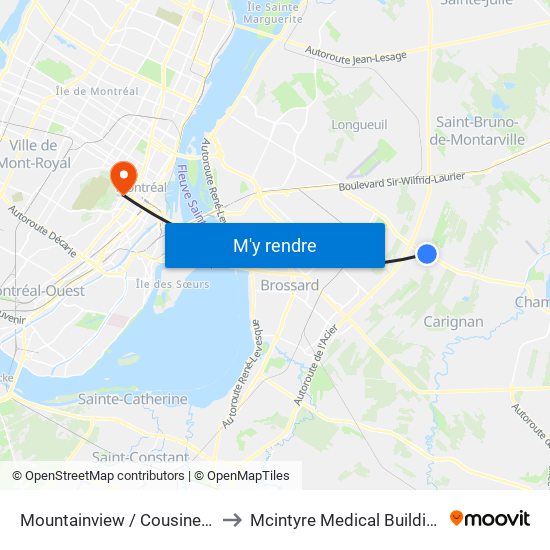 Mountainview / Cousineau to Mcintyre Medical Building map