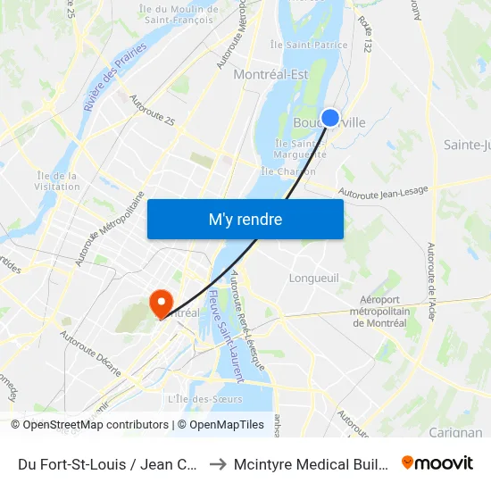 Du Fort-St-Louis / Jean Coutu to Mcintyre Medical Building map