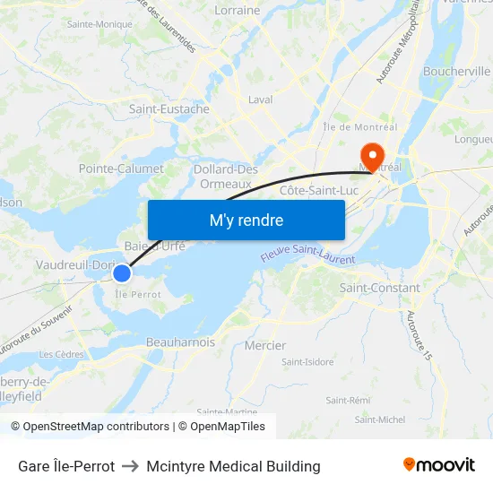 Gare Île-Perrot to Mcintyre Medical Building map