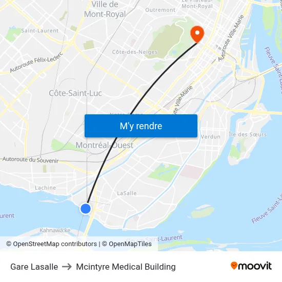 Gare Lasalle to Mcintyre Medical Building map