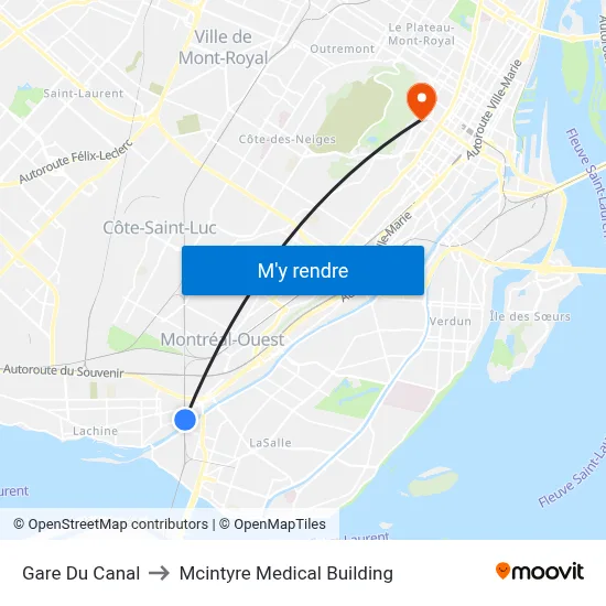Gare Du Canal to Mcintyre Medical Building map