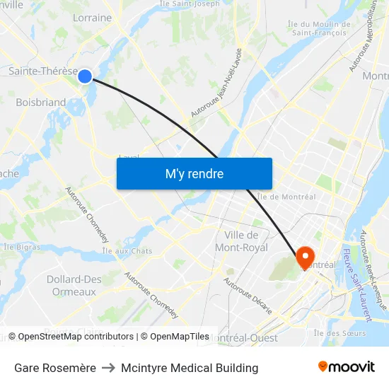 Gare Rosemère to Mcintyre Medical Building map