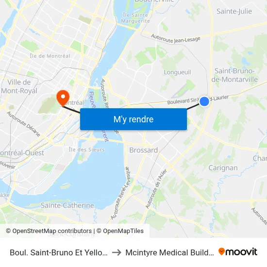 Boul. Saint-Bruno Et Yellow() to Mcintyre Medical Building map