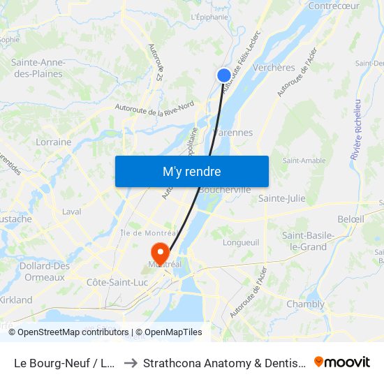 Le Bourg-Neuf / Lacombe to Strathcona Anatomy & Dentistry Building map