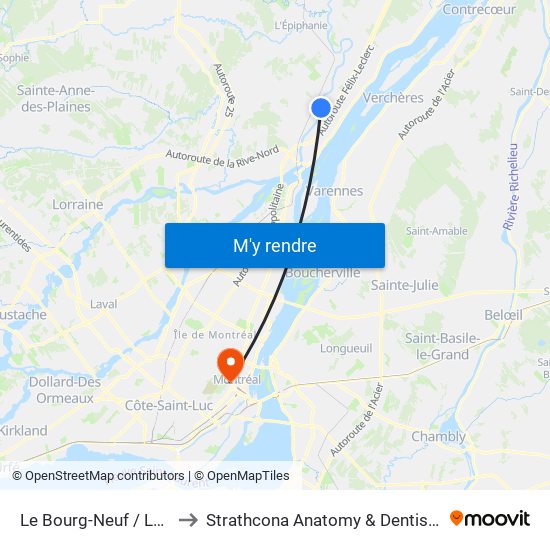 Le Bourg-Neuf / Lafortune to Strathcona Anatomy & Dentistry Building map
