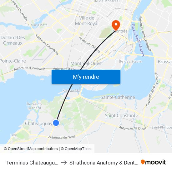 Terminus Châteauguay - Quai 9 to Strathcona Anatomy & Dentistry Building map