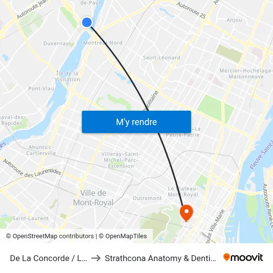 De La Concorde / Lévesque to Strathcona Anatomy & Dentistry Building map