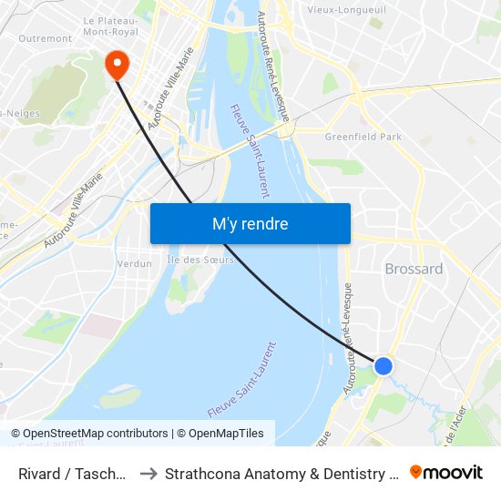 Rivard / Taschereau to Strathcona Anatomy & Dentistry Building map