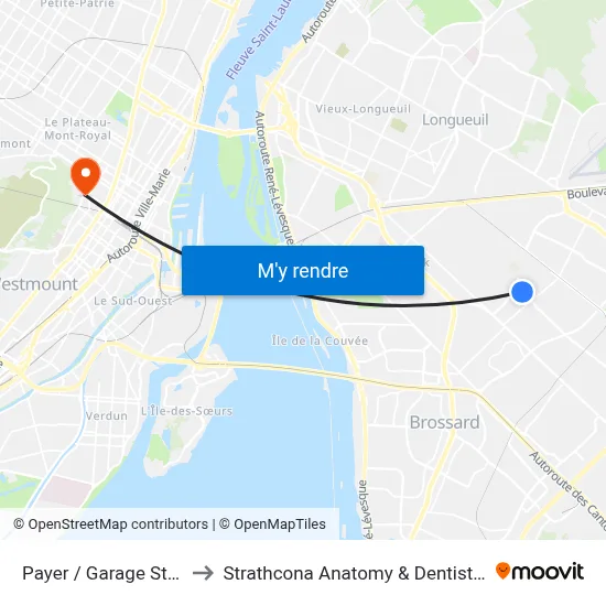 Payer / Garage St-Hubert to Strathcona Anatomy & Dentistry Building map