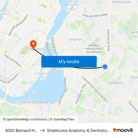 4000 Bernard-Hubert to Strathcona Anatomy & Dentistry Building map