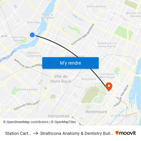Station Cartier to Strathcona Anatomy & Dentistry Building map