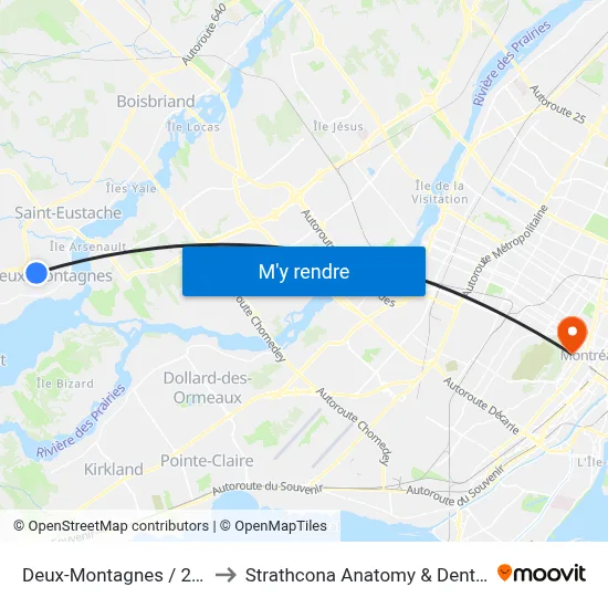 Deux-Montagnes / 20e Avenue to Strathcona Anatomy & Dentistry Building map