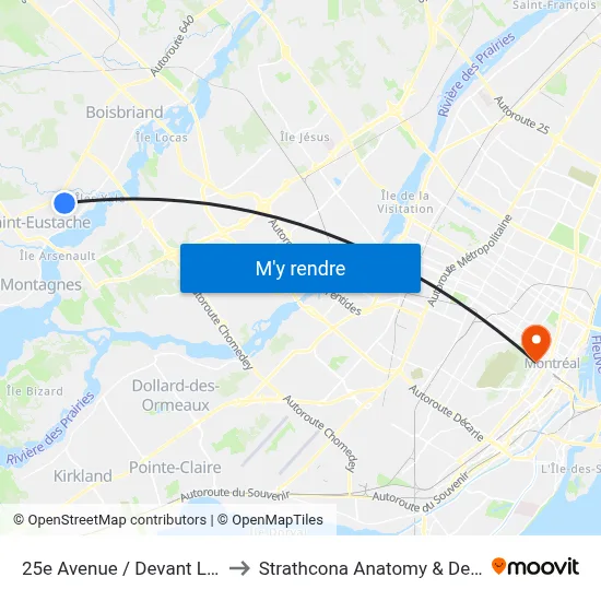 25e Avenue / Devant Le Civique 222 to Strathcona Anatomy & Dentistry Building map