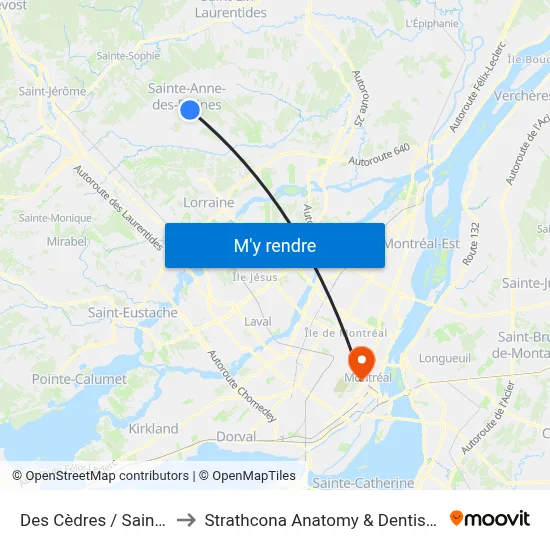 Des Cèdres / Sainte-Anne to Strathcona Anatomy & Dentistry Building map