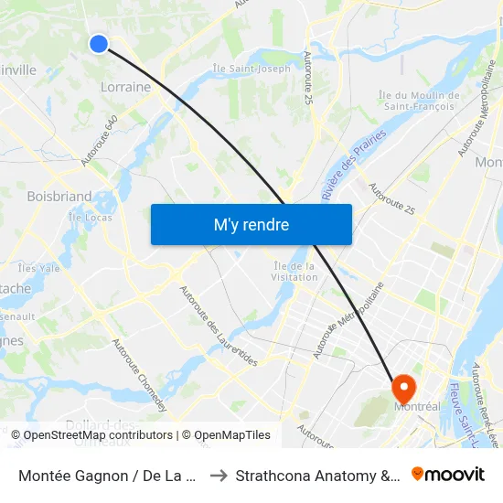 Montée Gagnon / De La Côte-Saint-Louis Est to Strathcona Anatomy & Dentistry Building map