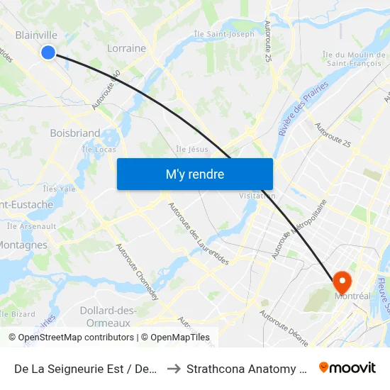 De La Seigneurie Est / Devant La Gare Blainville to Strathcona Anatomy & Dentistry Building map