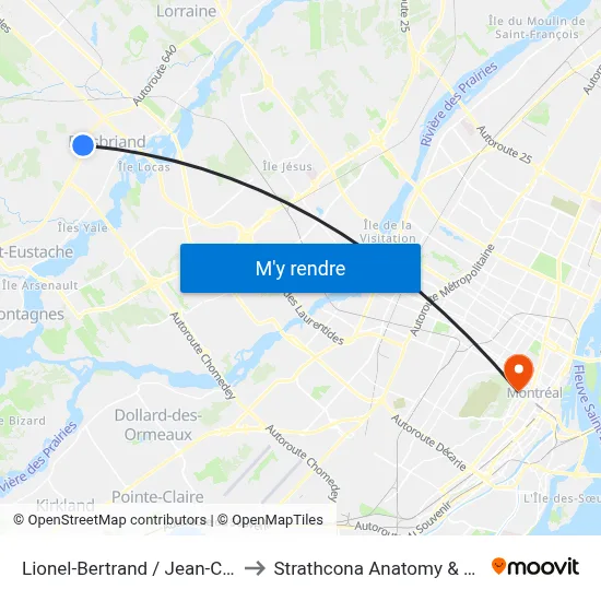 Lionel-Bertrand / Jean-Charles-Bonenfant to Strathcona Anatomy & Dentistry Building map