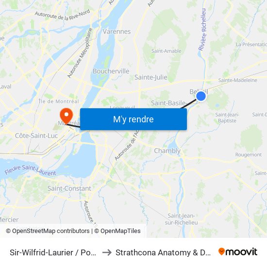 Sir-Wilfrid-Laurier / Pont Jordi-Bonet to Strathcona Anatomy & Dentistry Building map