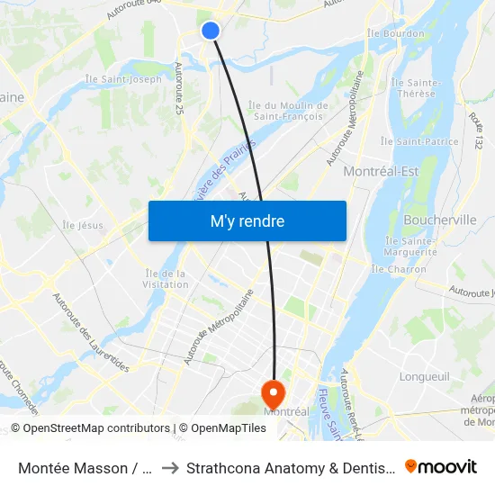 Montée Masson / Dumont to Strathcona Anatomy & Dentistry Building map