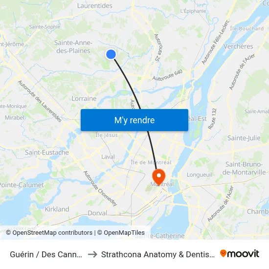 Guérin / Des Canneberges to Strathcona Anatomy & Dentistry Building map
