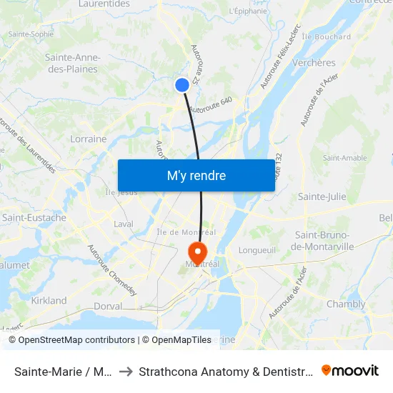 Sainte-Marie / Mathieu to Strathcona Anatomy & Dentistry Building map