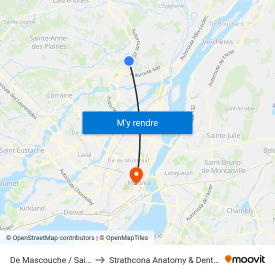 De Mascouche / Sainte-Marie to Strathcona Anatomy & Dentistry Building map