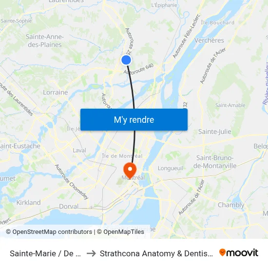 Sainte-Marie / De La Gare to Strathcona Anatomy & Dentistry Building map