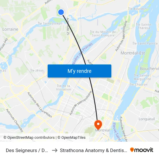 Des Seigneurs / De Laubia to Strathcona Anatomy & Dentistry Building map
