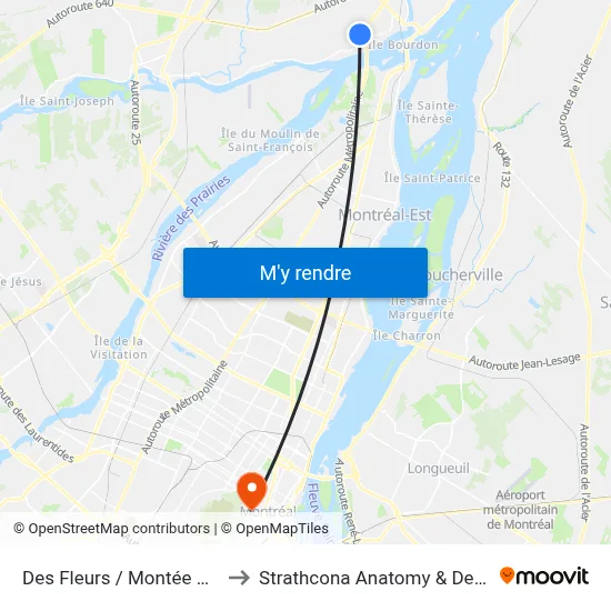Des Fleurs / Montée Des Pionniers to Strathcona Anatomy & Dentistry Building map