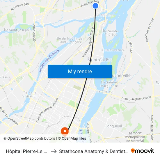 Hôpital Pierre-Le Gardeur to Strathcona Anatomy & Dentistry Building map