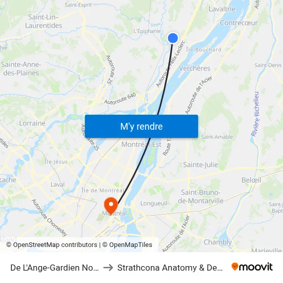 De L'Ange-Gardien Nord / Du Golf to Strathcona Anatomy & Dentistry Building map