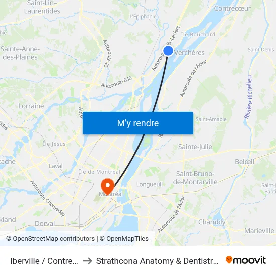Iberville / Contrecoeur to Strathcona Anatomy & Dentistry Building map