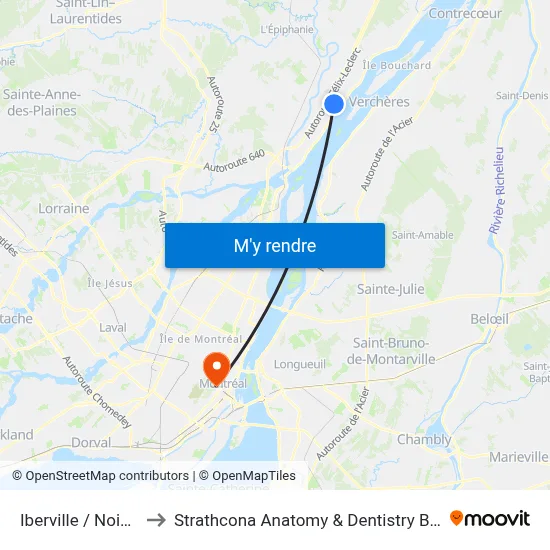 Iberville / Noiseux to Strathcona Anatomy & Dentistry Building map