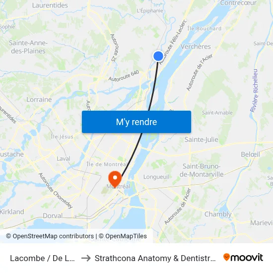 Lacombe / De La Paix to Strathcona Anatomy & Dentistry Building map