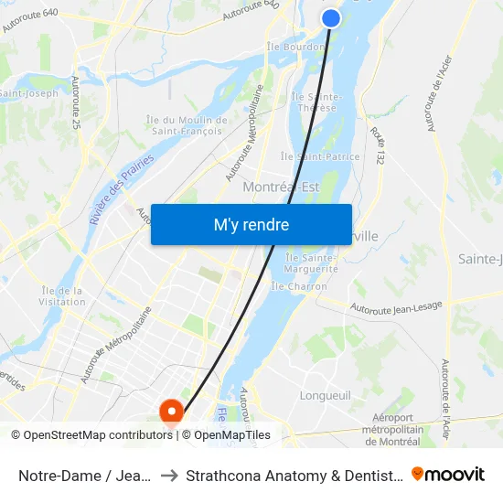 Notre-Dame / Jean-Talon to Strathcona Anatomy & Dentistry Building map