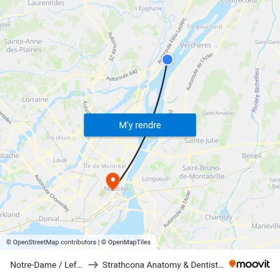 Notre-Dame / Lefrançois to Strathcona Anatomy & Dentistry Building map