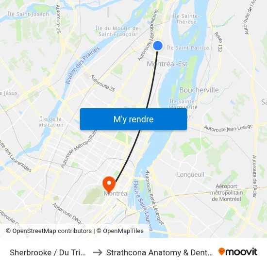 Sherbrooke / Du Tricentenaire to Strathcona Anatomy & Dentistry Building map