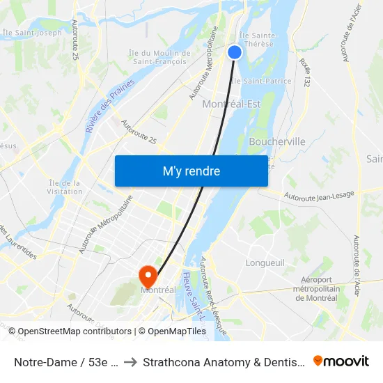 Notre-Dame / 53e Avenue to Strathcona Anatomy & Dentistry Building map