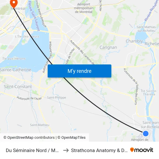 Du Séminaire Nord / Montcalm (Cégep) to Strathcona Anatomy & Dentistry Building map