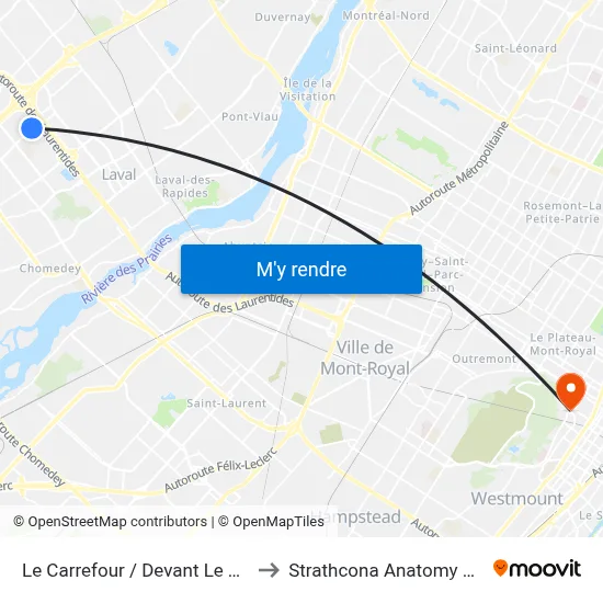 Le Carrefour / Devant Le Terminus Le Carrefour to Strathcona Anatomy & Dentistry Building map