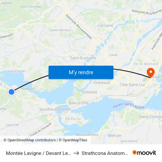 Montée Lavigne / Devant Le Civique 98 (Pétro Canada) to Strathcona Anatomy & Dentistry Building map