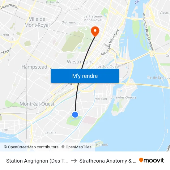 Station Angrignon (Des Trinitaires / Lamont) to Strathcona Anatomy & Dentistry Building map
