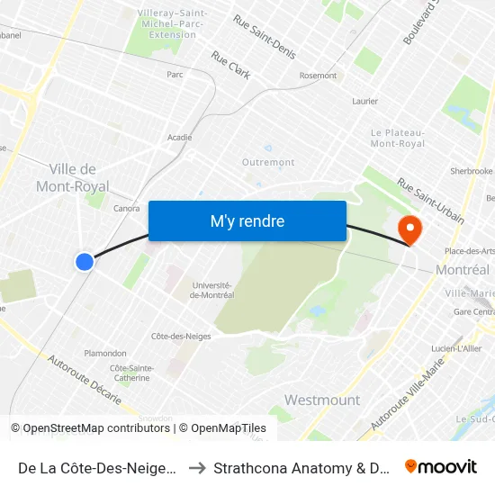 De La Côte-Des-Neiges / Jean-Talon to Strathcona Anatomy & Dentistry Building map