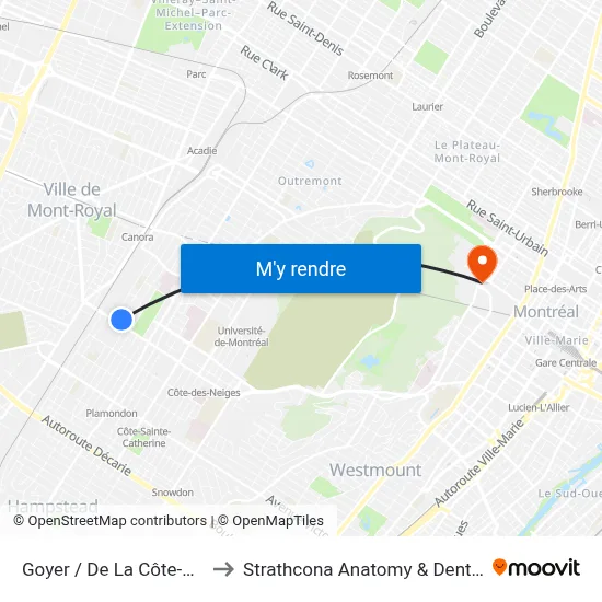 Goyer / De La Côte-Des-Neiges to Strathcona Anatomy & Dentistry Building map