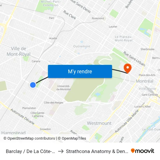 Barclay / De La Côte-Des-Neiges to Strathcona Anatomy & Dentistry Building map