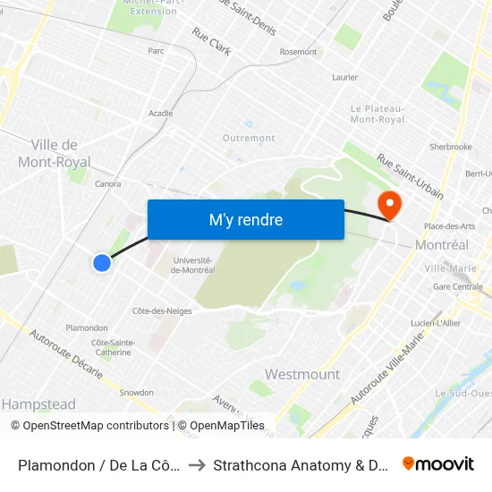 Plamondon / De La Côte-Des-Neiges to Strathcona Anatomy & Dentistry Building map
