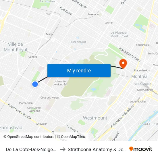 De La Côte-Des-Neiges / Van Horne to Strathcona Anatomy & Dentistry Building map