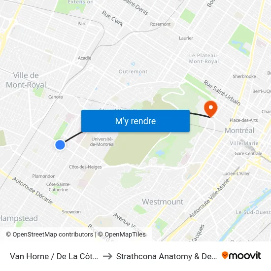 Van Horne / De La Côte-Des-Neiges to Strathcona Anatomy & Dentistry Building map