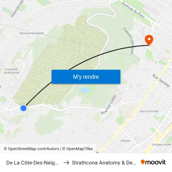 De La Côte-Des-Neiges / No 4858 to Strathcona Anatomy & Dentistry Building map